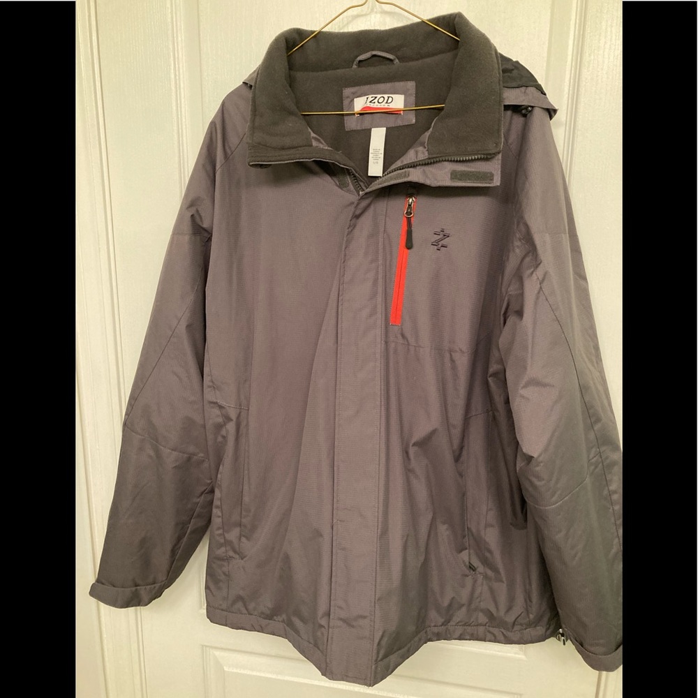 Izod Performx Men’s Zip Up Grey Hooded Jacket Size Large.